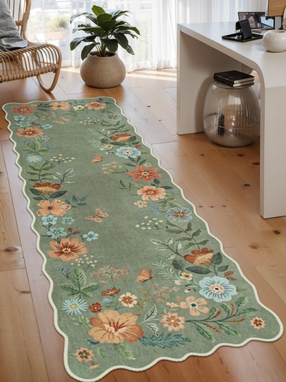 Floral Runners for Hallways Non Slip, 2X6 Washable Kitchen Runner